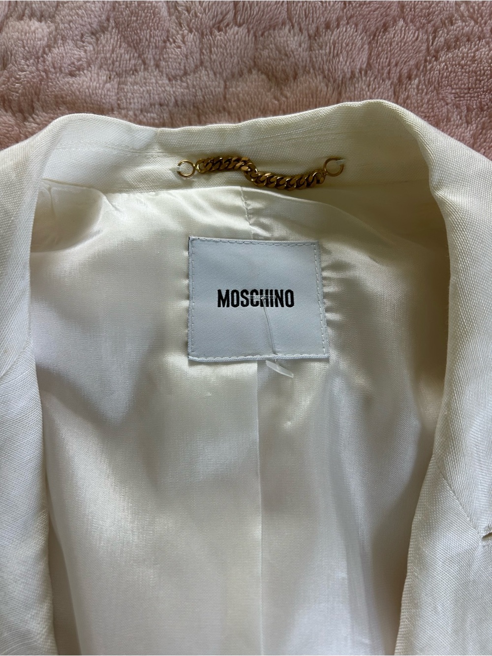 Moschino Cream Blazer with Gold Chain Detail - Picture 4 of 8